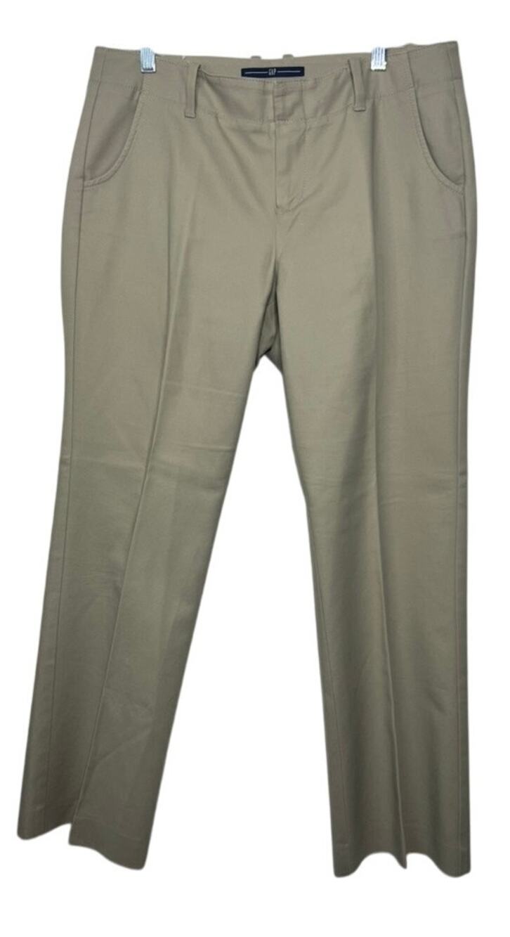 GAP Straight Stretch Khaki Low Rise Cotton Preppy Uniform Crisp Pants Size 10